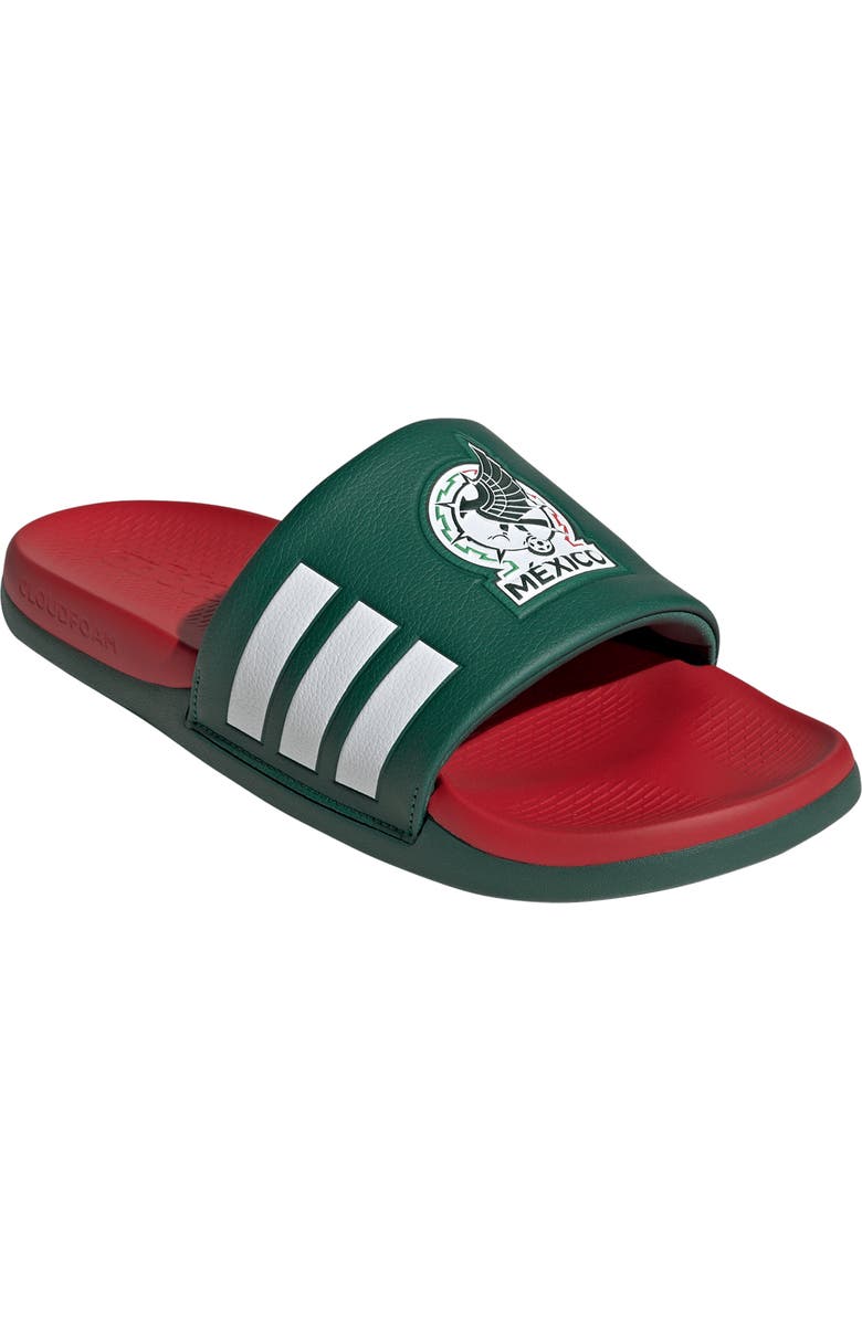 adidas Gender Inclusive Adilette Comfort 2.0 Mexico Slide Sandal, Main, color, Dark Green/ Scarlet/ White