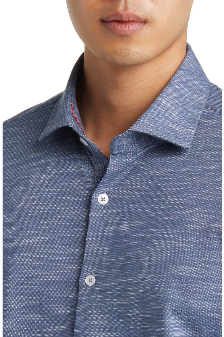 Slub Knit Button-Up Shirt, Alternate, color, DARK NAVY