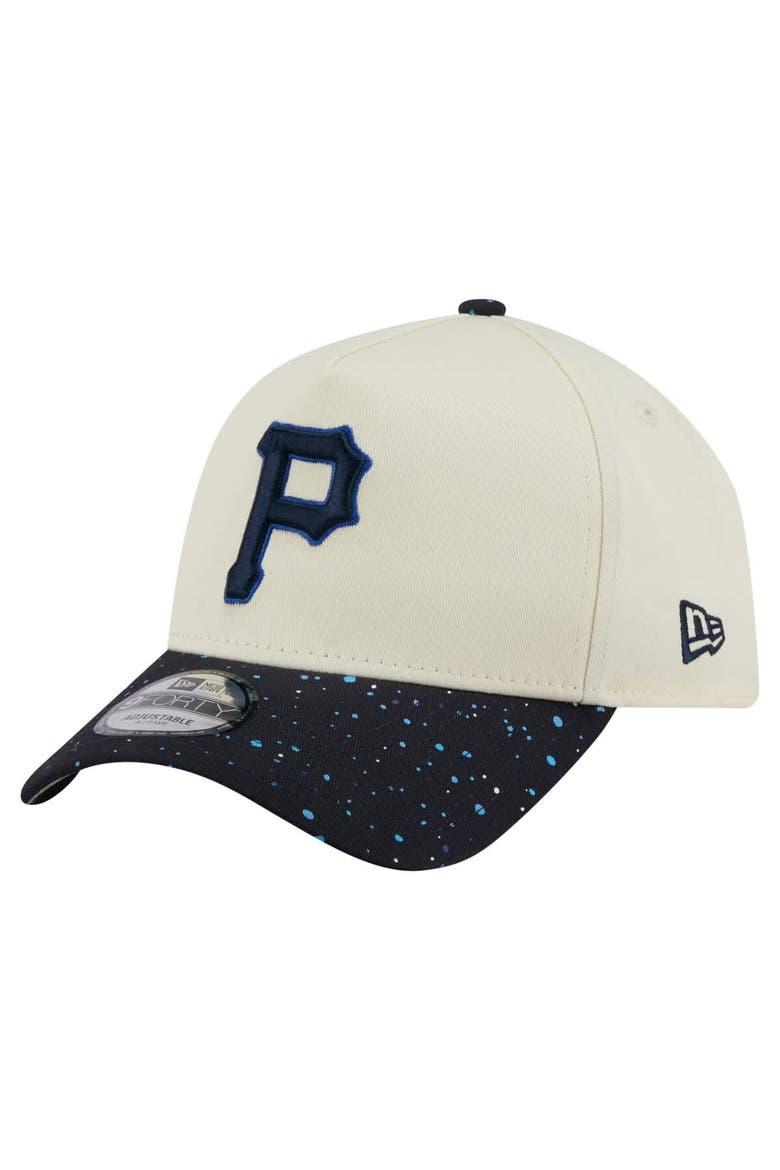 Men's New Era  Cream Pittsburgh Pirates Speckle A-Frame 9FORTY Adjustable Hat, Main, color, Cream