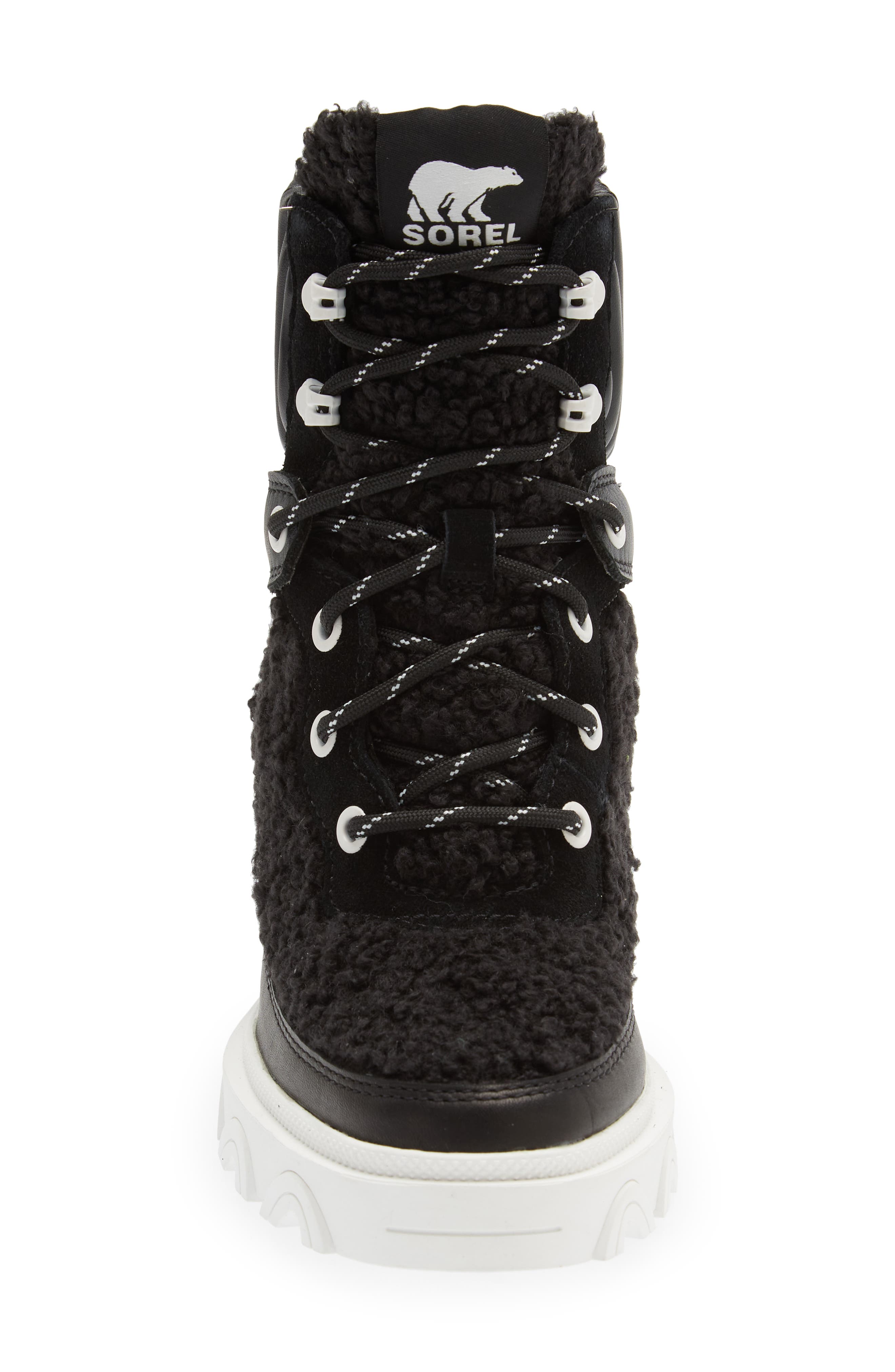 SOREL Brex<sup>™</sup> Leather & Faux Shearling Block Heel Lace-Up Bootie, Alternate, color, 