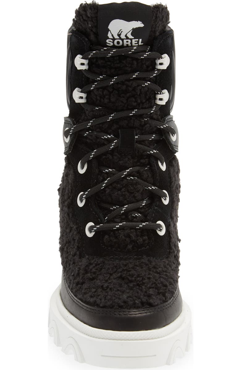 SOREL Brex<sup>™</sup> Leather & Faux Shearling Block Heel Lace-Up Bootie, Alternate, color,