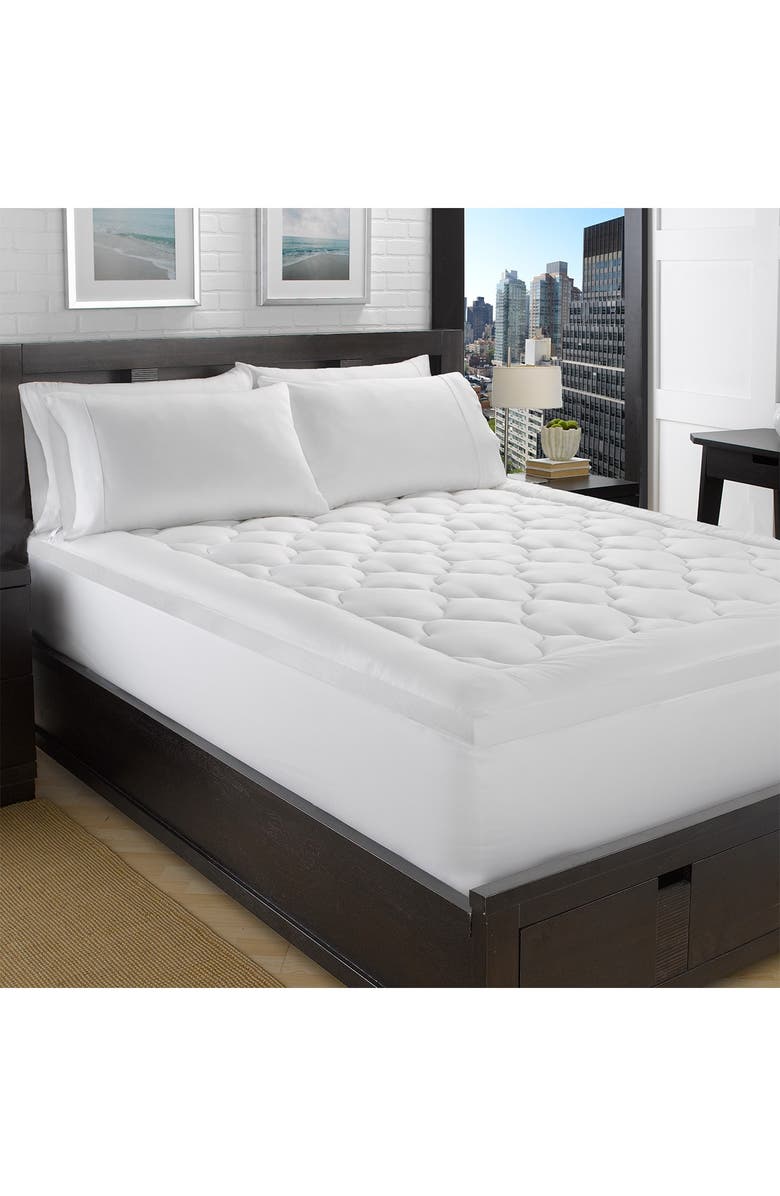 ELLA JAYNE HOME 2" Loft 100% Cotton Plush Gel Fiber Filled Cal King Mattress Topper - 72"x84", Alternate, color, White