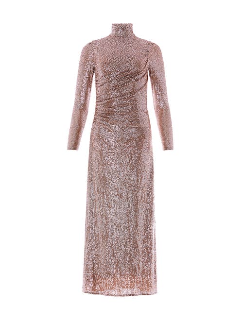 Needle & Thread Malia Turtleneck Ankle Gown In Brown