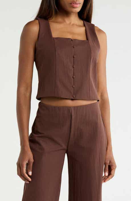 Square Neck Button Front Vest