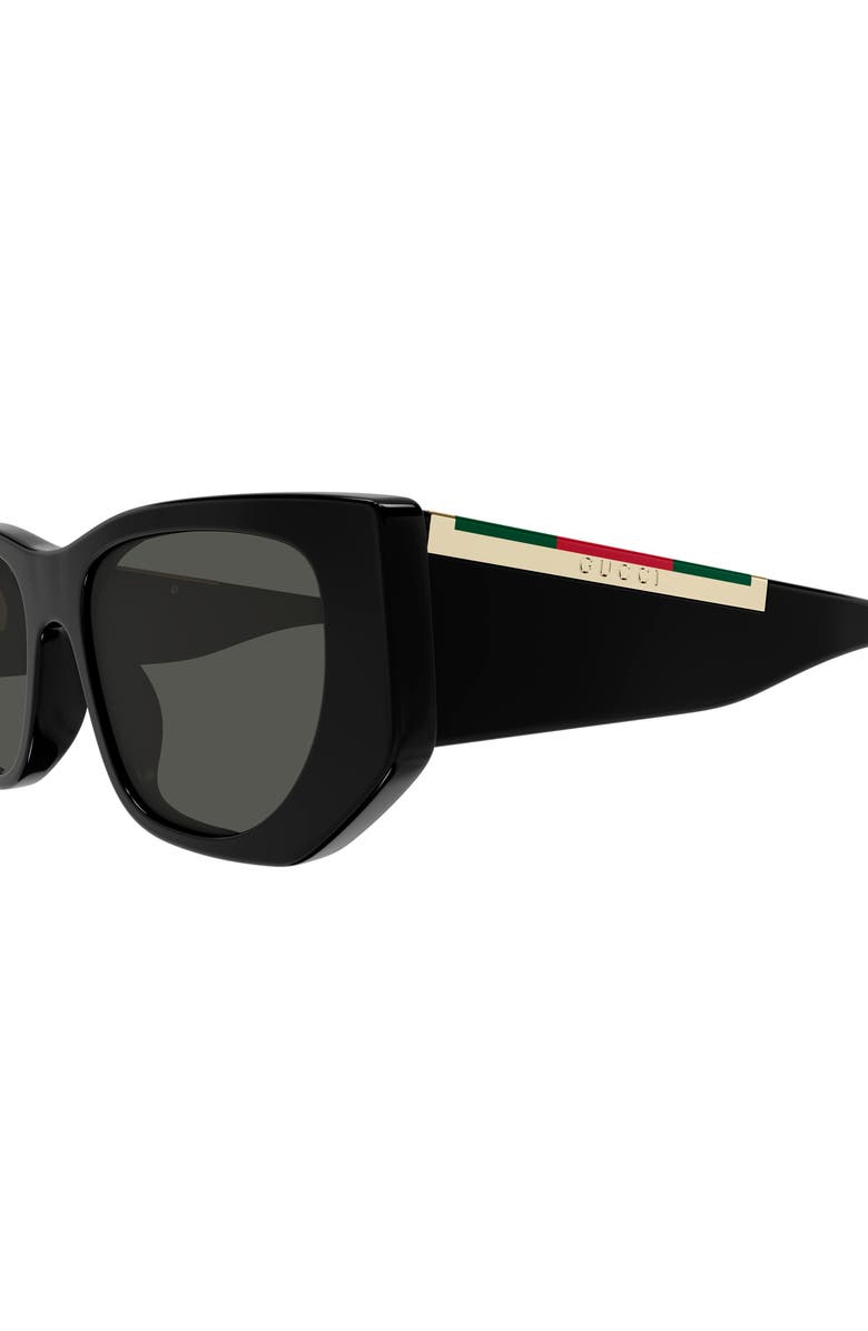 Gucci 53mm Cat Eye Sunglasses, Alternate, color, Black