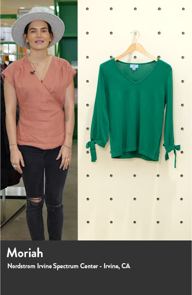 Tie Sleeve Cotton Blend Sweater, sales video thumbnail