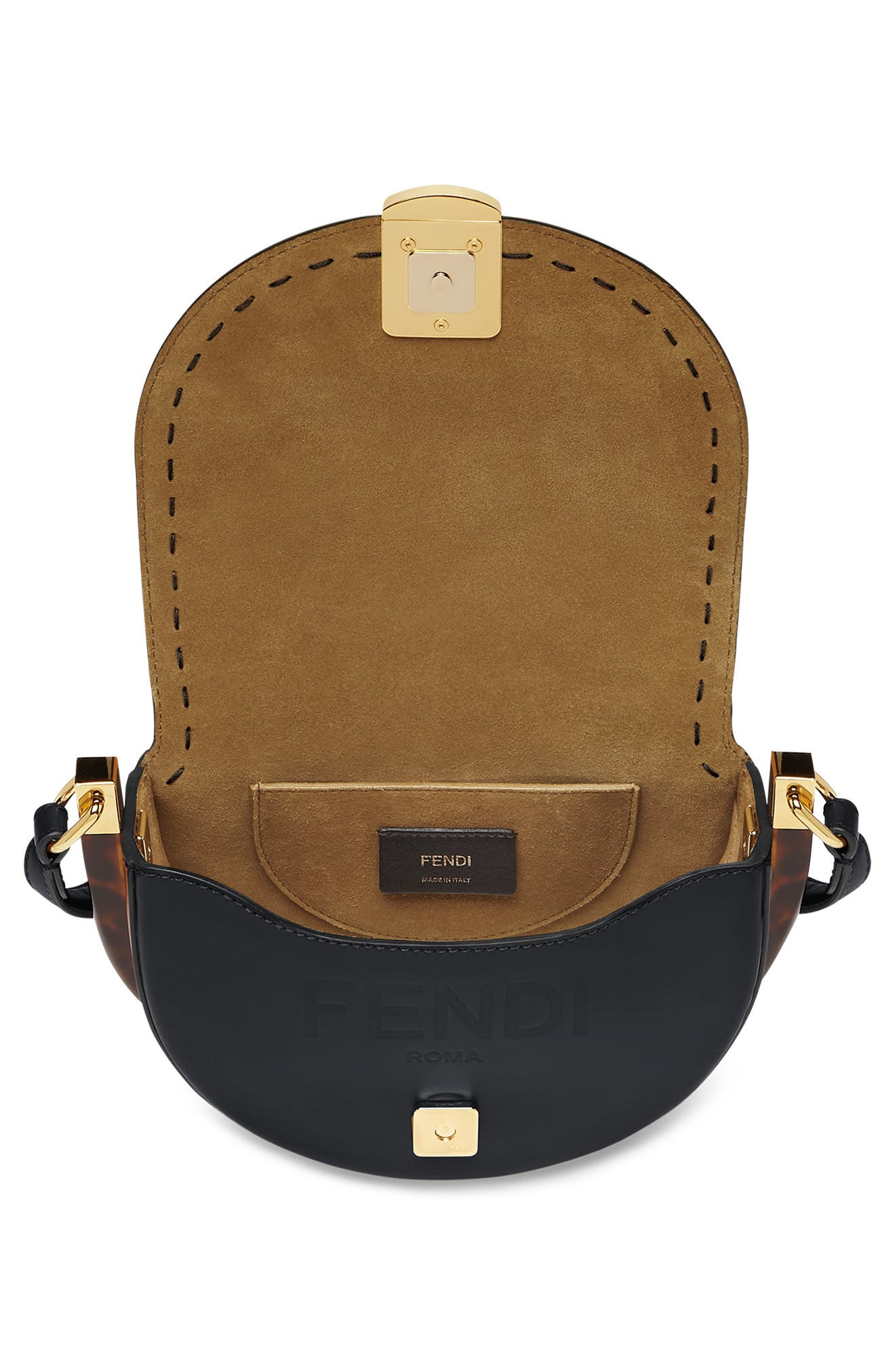 Fendi Moonlight Leather Saddle Bag, Alternate, color, 