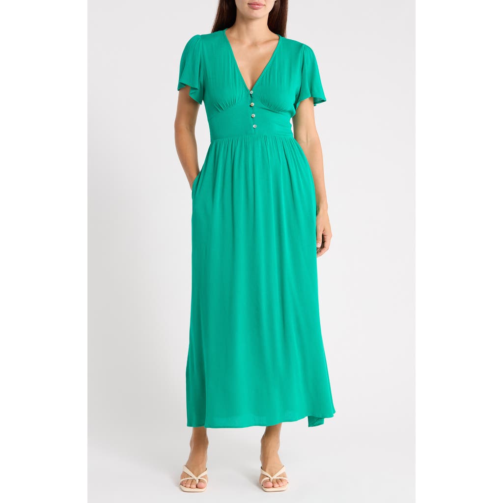 West K Flutter Sleeve Gauze Maxi Dress In Paris Green