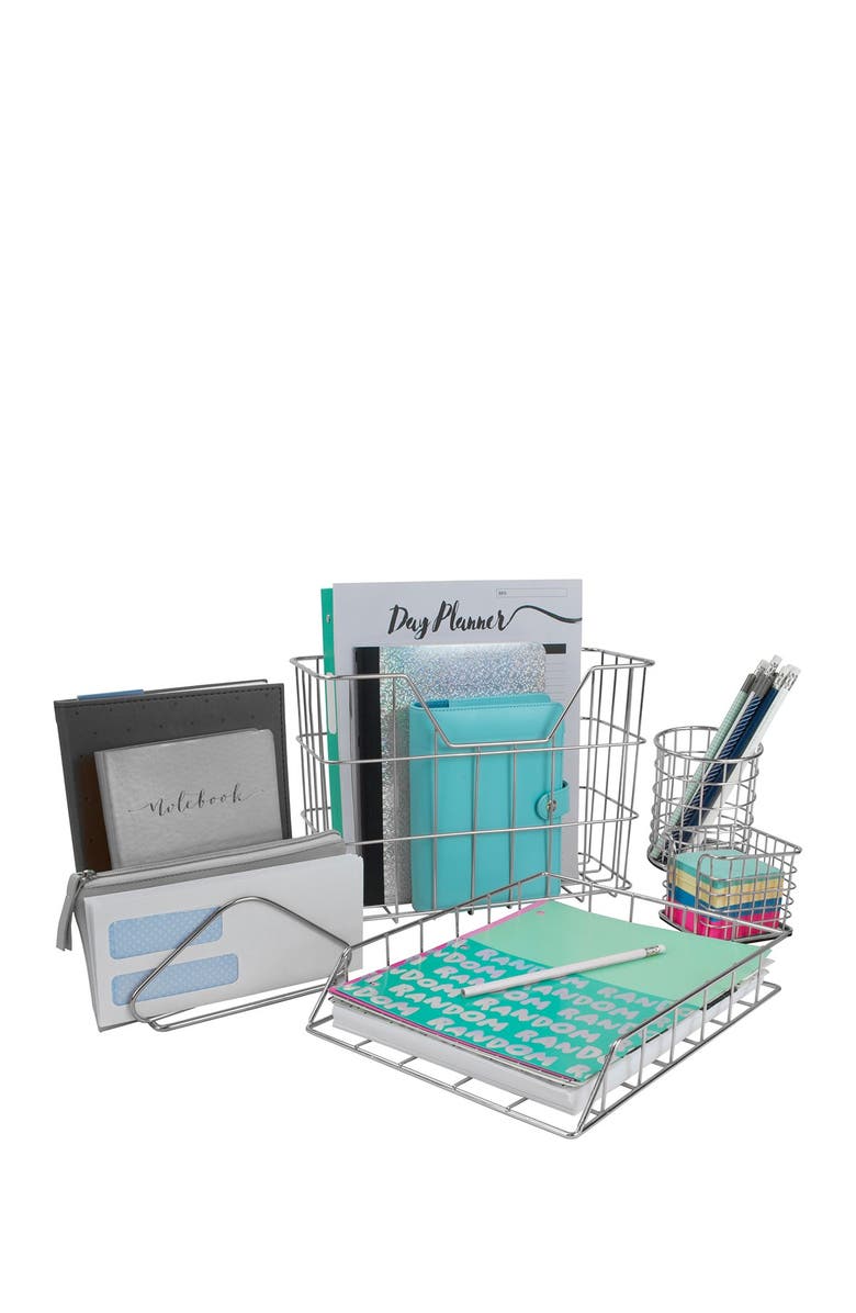 SORBUS Silver Desk Organizer 5-Piece Set, Alternate, color, 