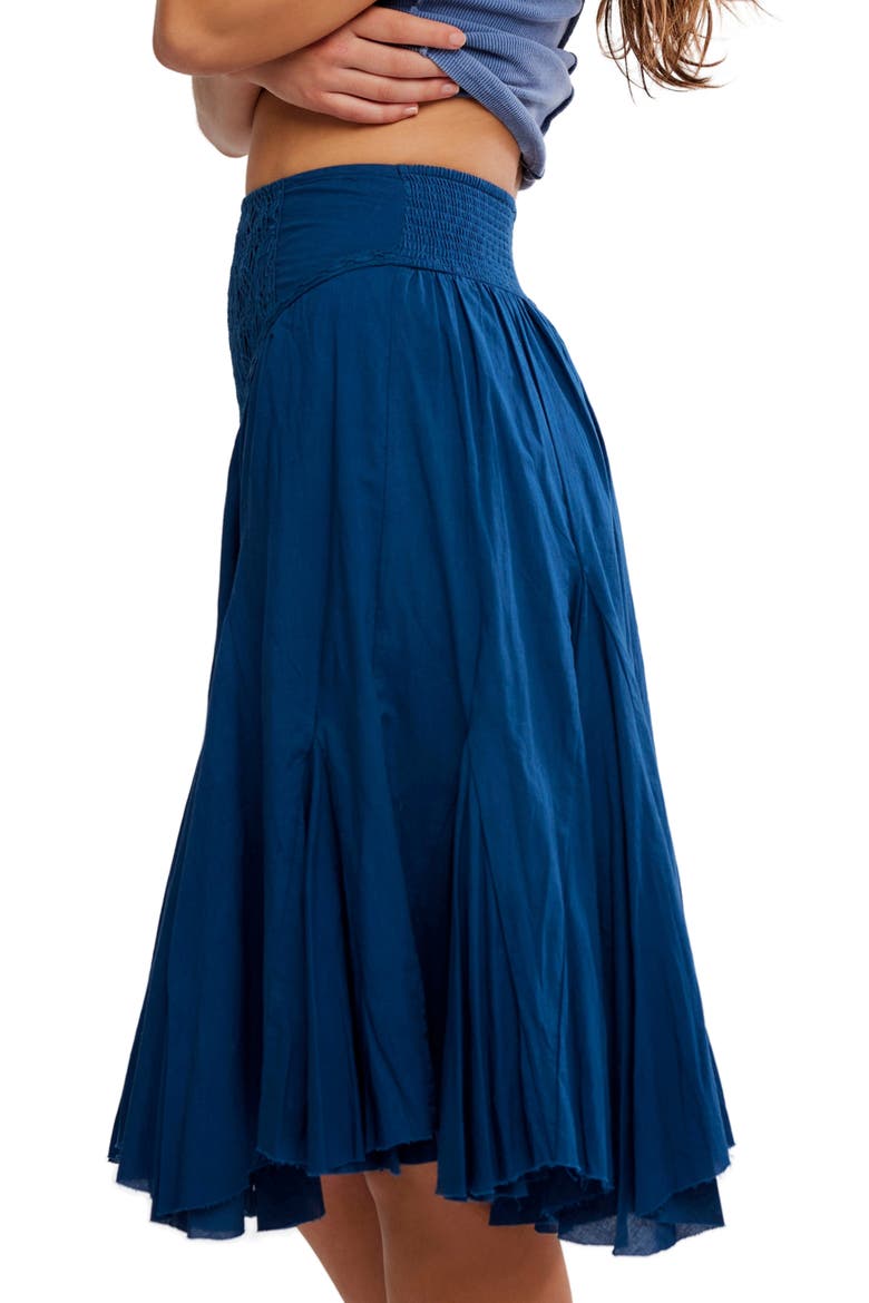 Frida Embroidered Godet Midi Skirt, Alternate, color, POSEIDON