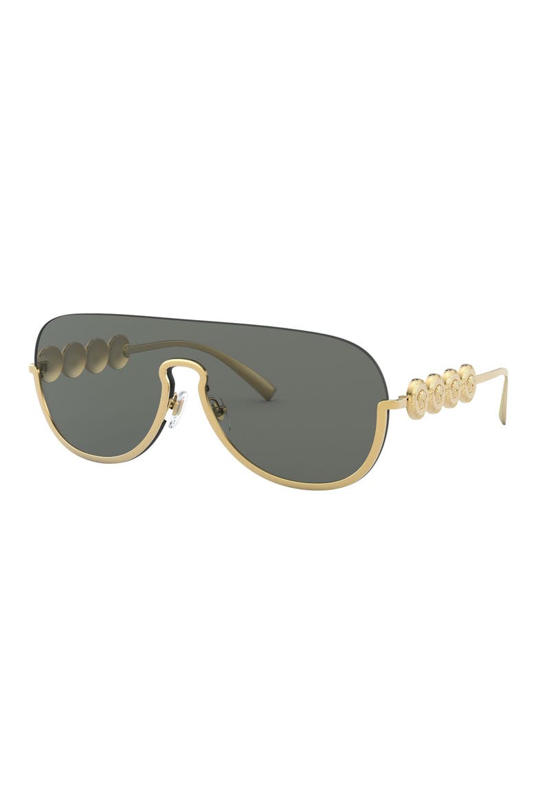 138mm Pilot Shield Sunglasses, Alternate, color, GOLD