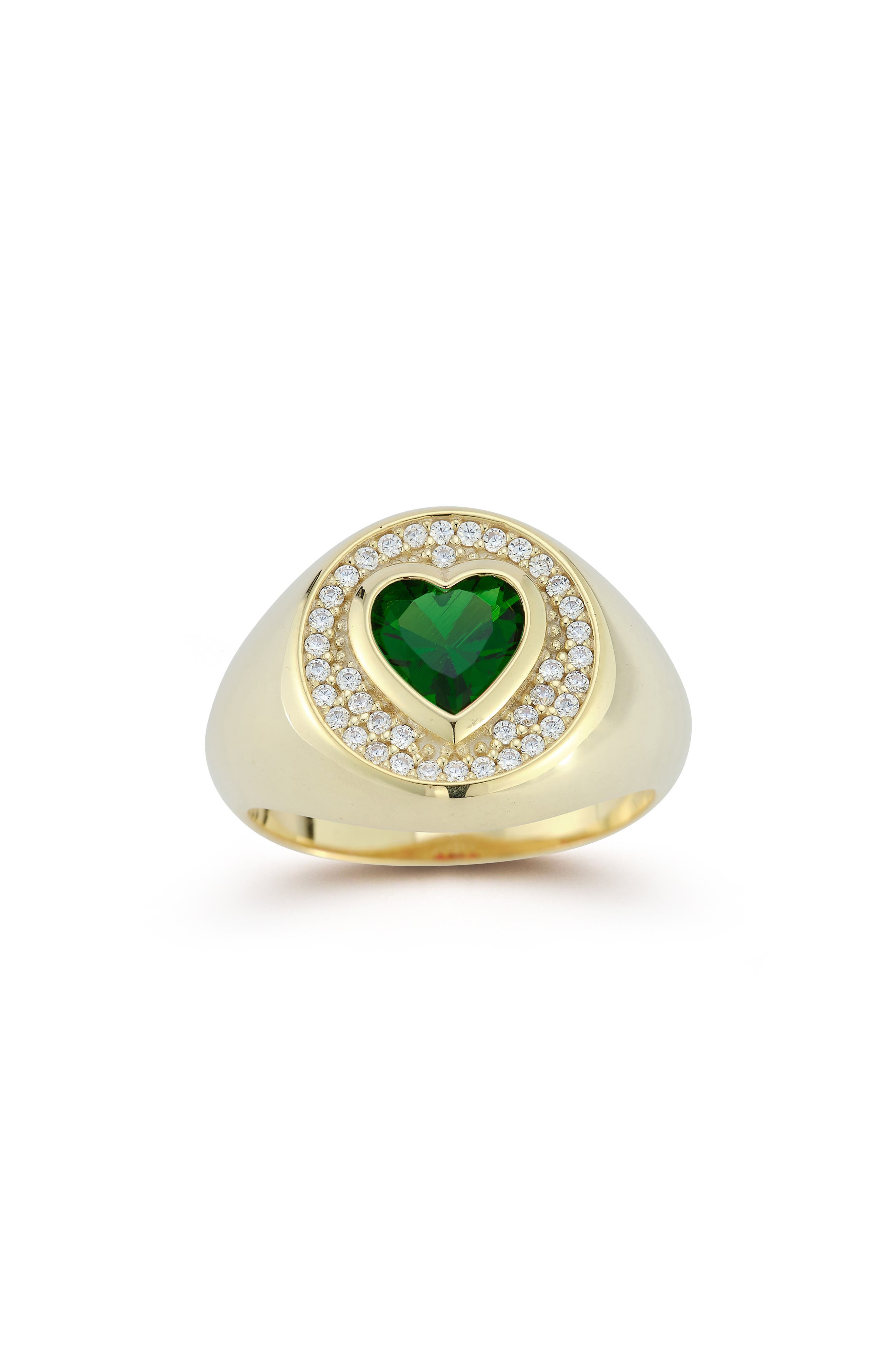 Cubic Zirconia Heart Signet Ring