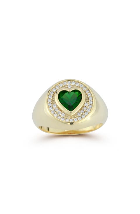 Cubic Zirconia Heart Signet Ring