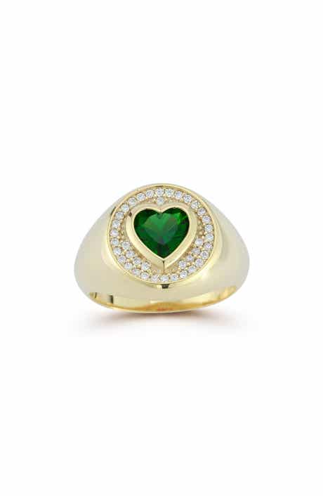 Cubic Zirconia Heart Signet Ring