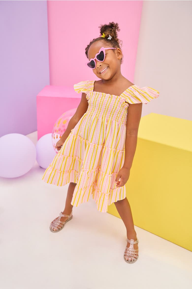 Kids' Twirl Dress, Alternate, color, Buttercup Seersucker