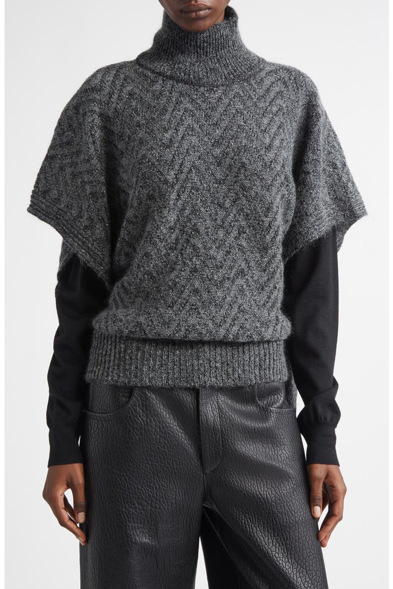 Zigzag Sequin Poncho, Main, color, 0001 GREY