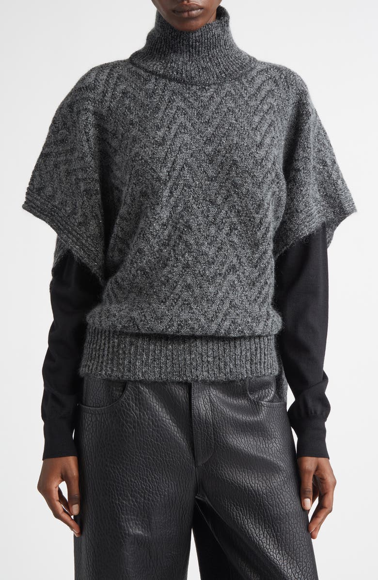 Missoni Zigzag Sequin Poncho, Main, color, 0001 Grey