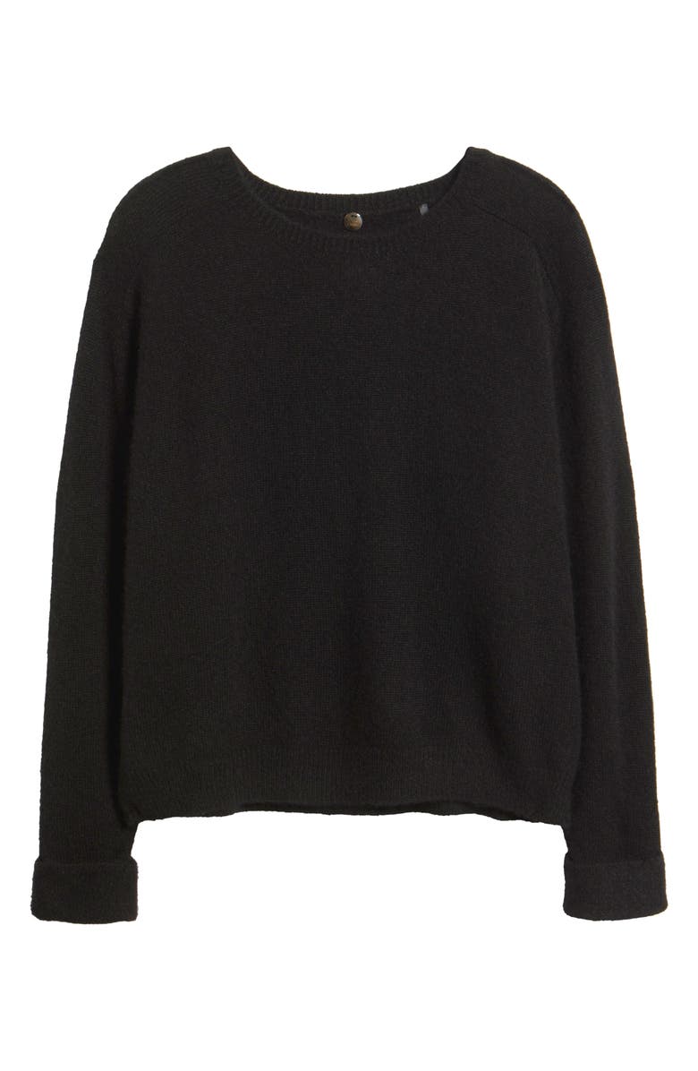 MARGARET O'LEARY Crewneck Rolled Cuff Cashmere & Silk Sweater, Alternate, color, Black