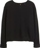 MARGARET O'LEARY Crewneck Rolled Cuff Cashmere & Silk Sweater