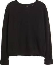 MARGARET O'LEARY Crewneck Rolled Cuff Cashmere & Silk Sweater