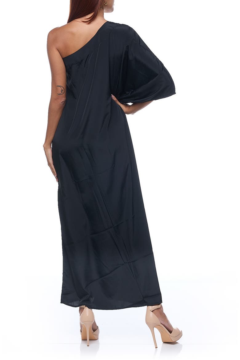 Embellished One-Shoulder Dress, Alternate, color, BLACK