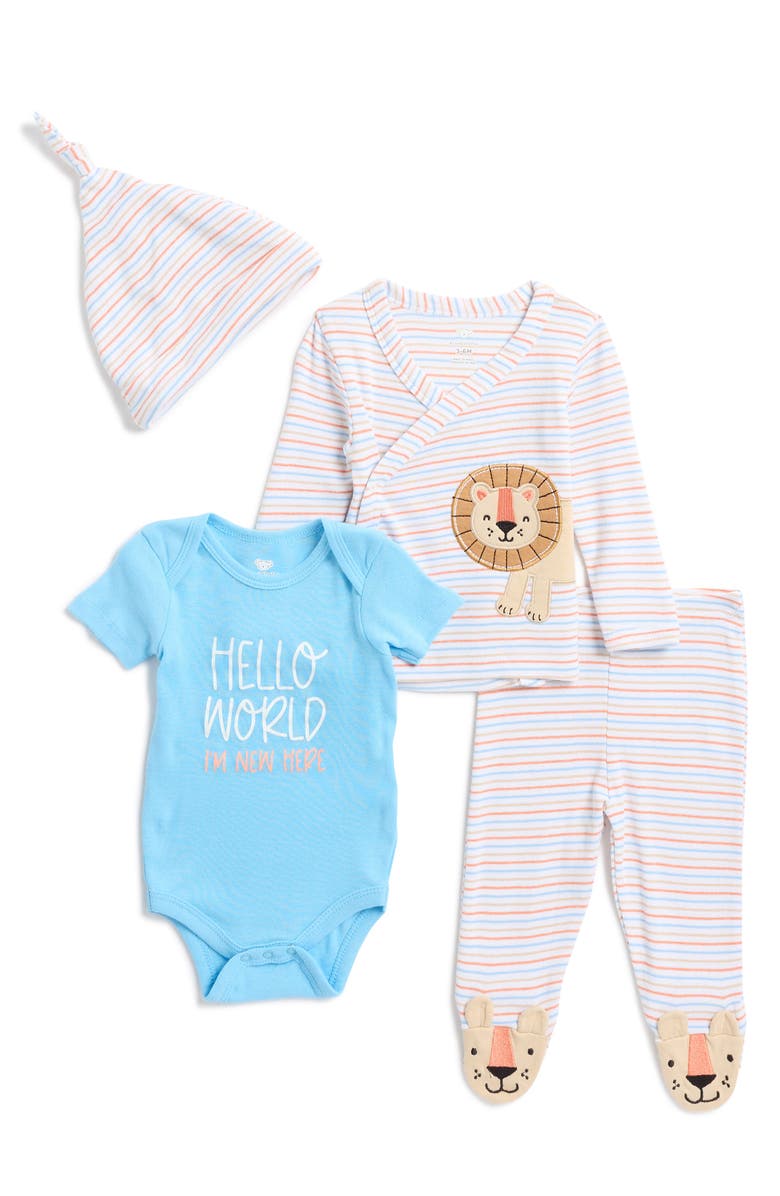 KOALA BABY 4-Piece Take-Me-Home Cotton Set, Main, color, Cerulean