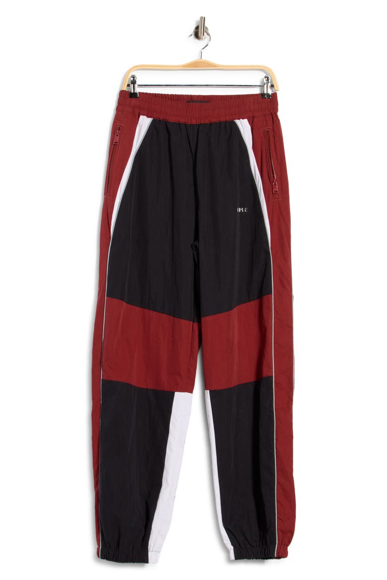 Colorblock Cotton Blend Poplin Track Pants, Alternate, color, BLACK