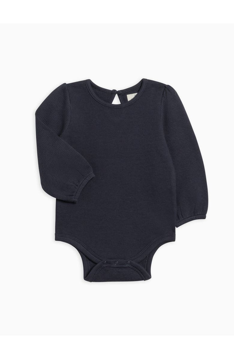 Kendi Jill Waffle Knit Long Sleeve Bodysuit, Alternate, color, Navy