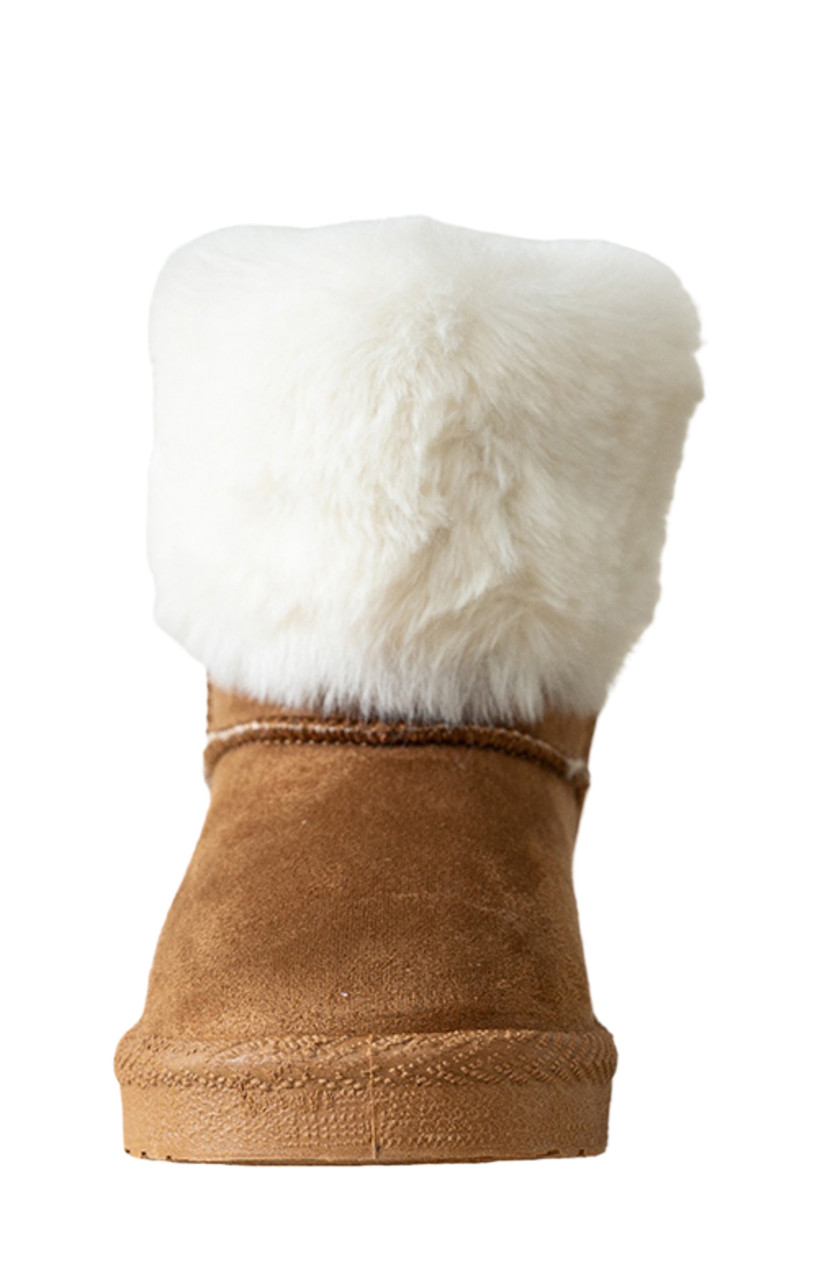 Kids' Faux Fur Trim Winter Boot, Alternate, color, COGNAC