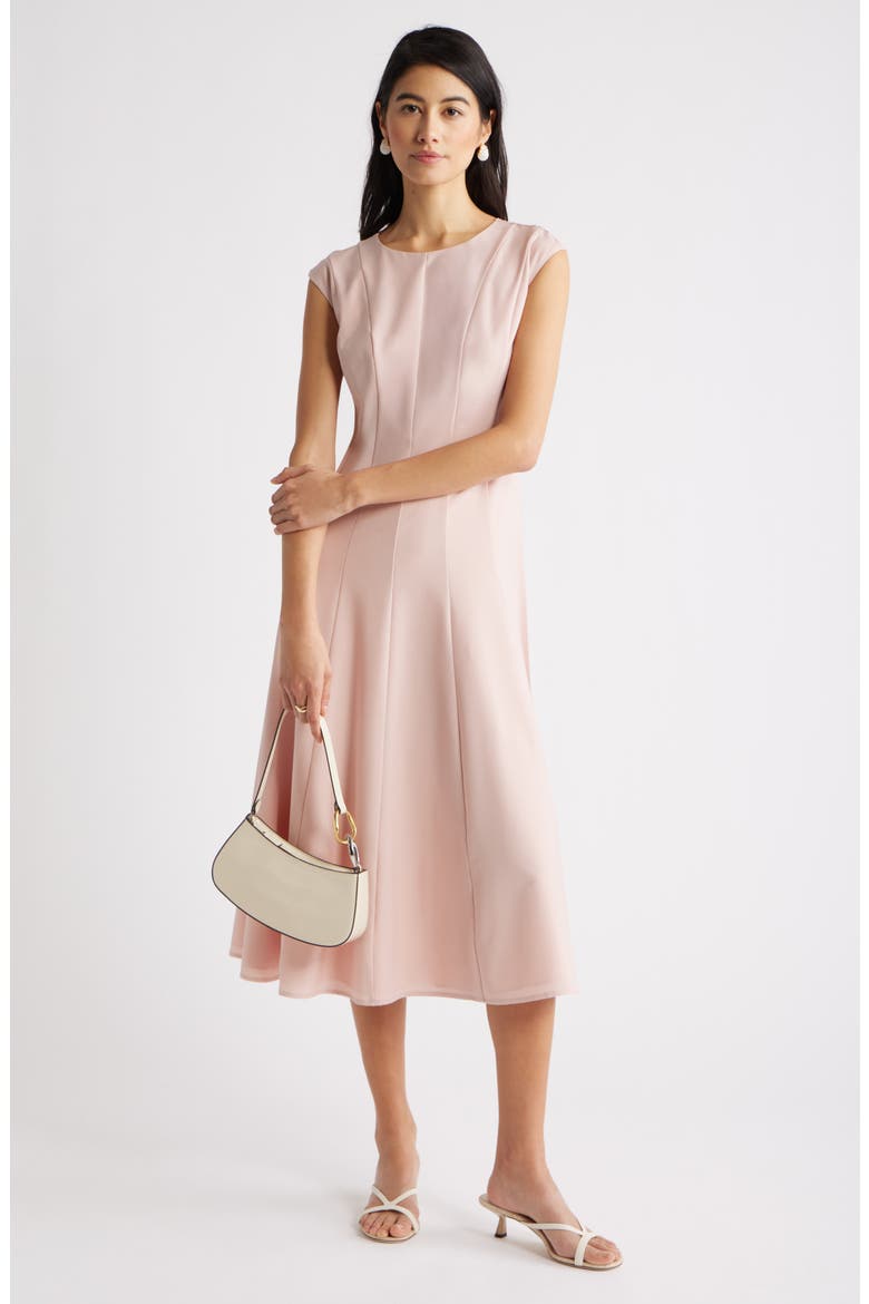 Seamed Wool Blend Midi Dress, Alternate, color, PINK SMOKE
