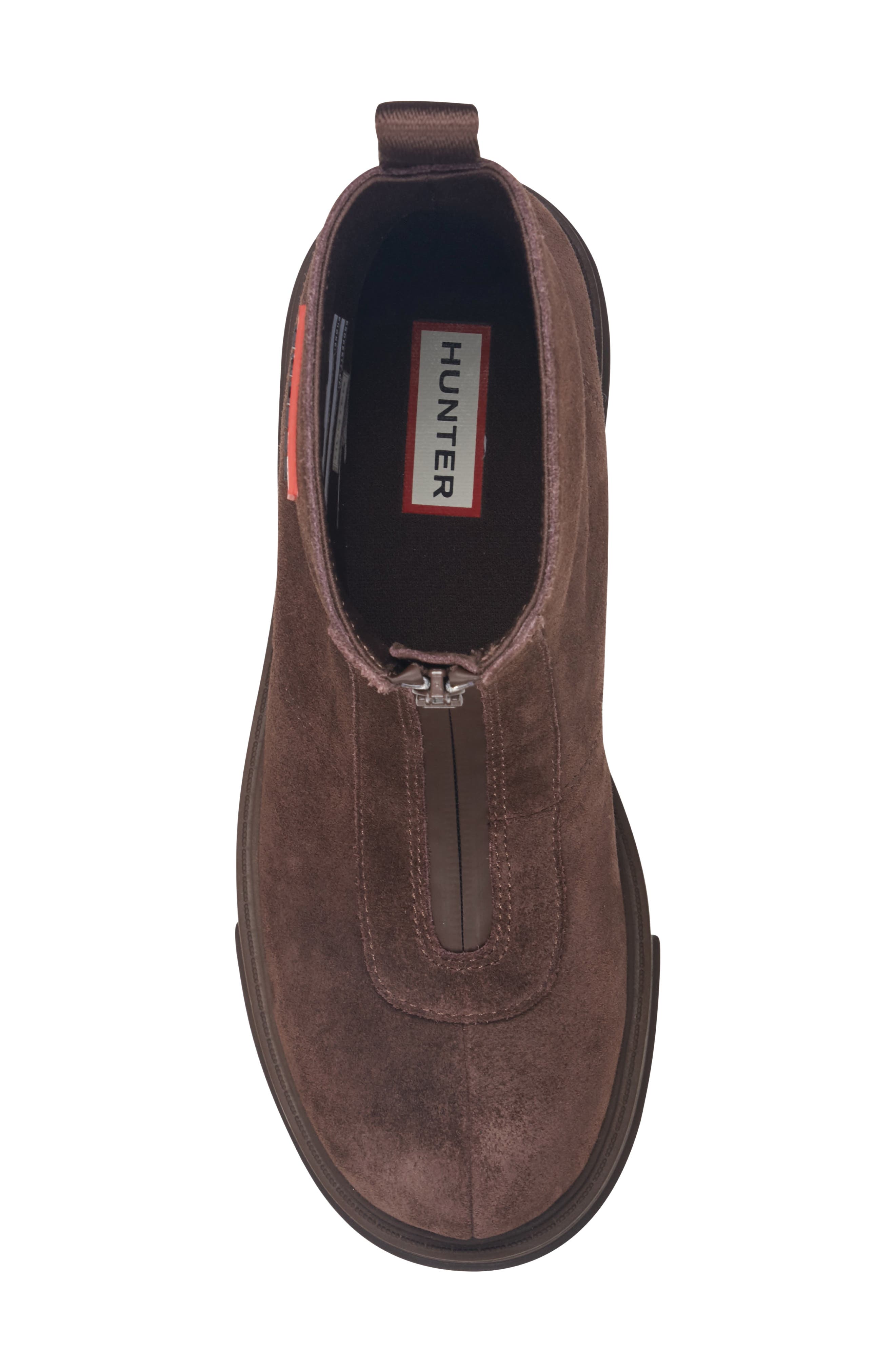 Gemma Front Zip Leather Boot, Alternate, color, DARK NATURAL SUEDE