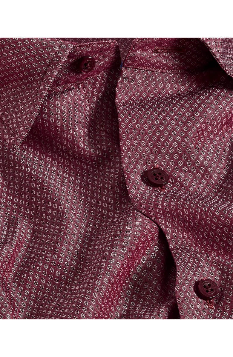 David Donahue Dobyy Dot Print Sport Shirt, Alternate, color, Burgundy
