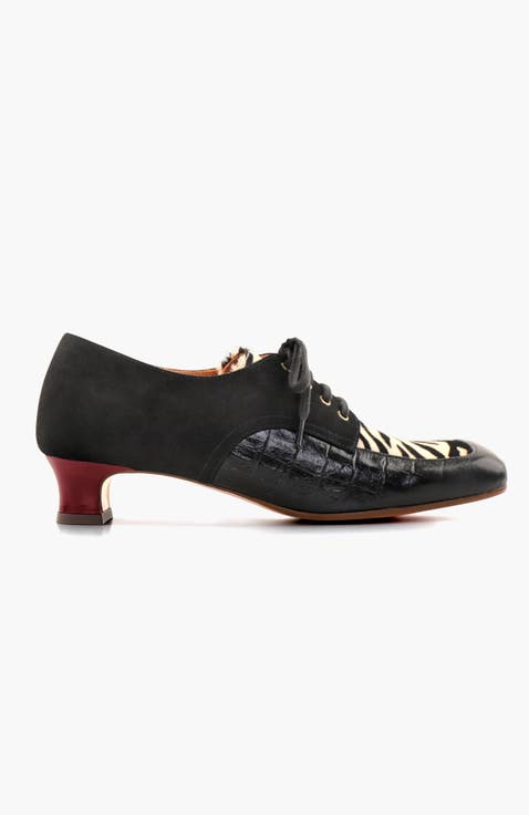 IZMAYA Mixed-texture leather Lace-Up shoes