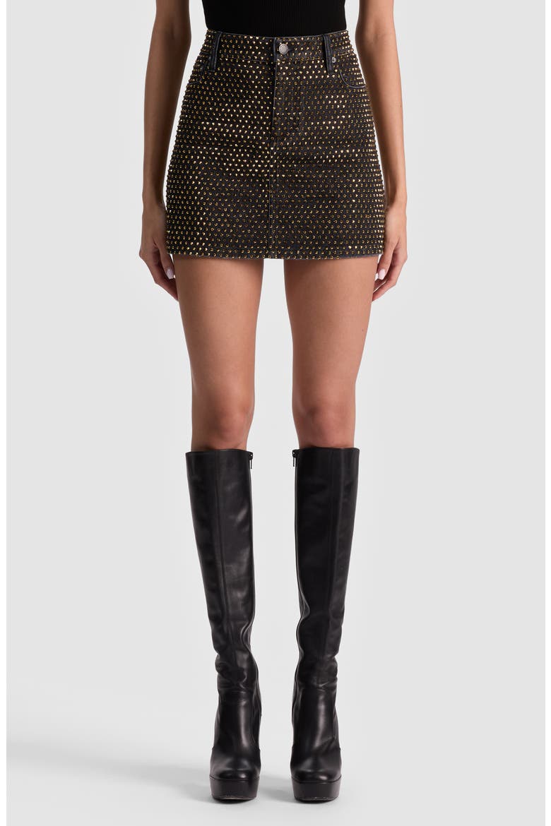 Joss Embellished Denim Miniskirt, Main, color, MAYA CHARCOAL BLACK