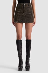 Alice + Olivia Joss Embellished Denim Miniskirt