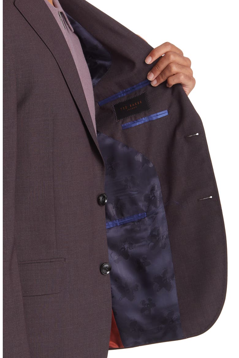Roger Extra Slim Fit Stretch Wool Suit, Alternate, color, PLUM
