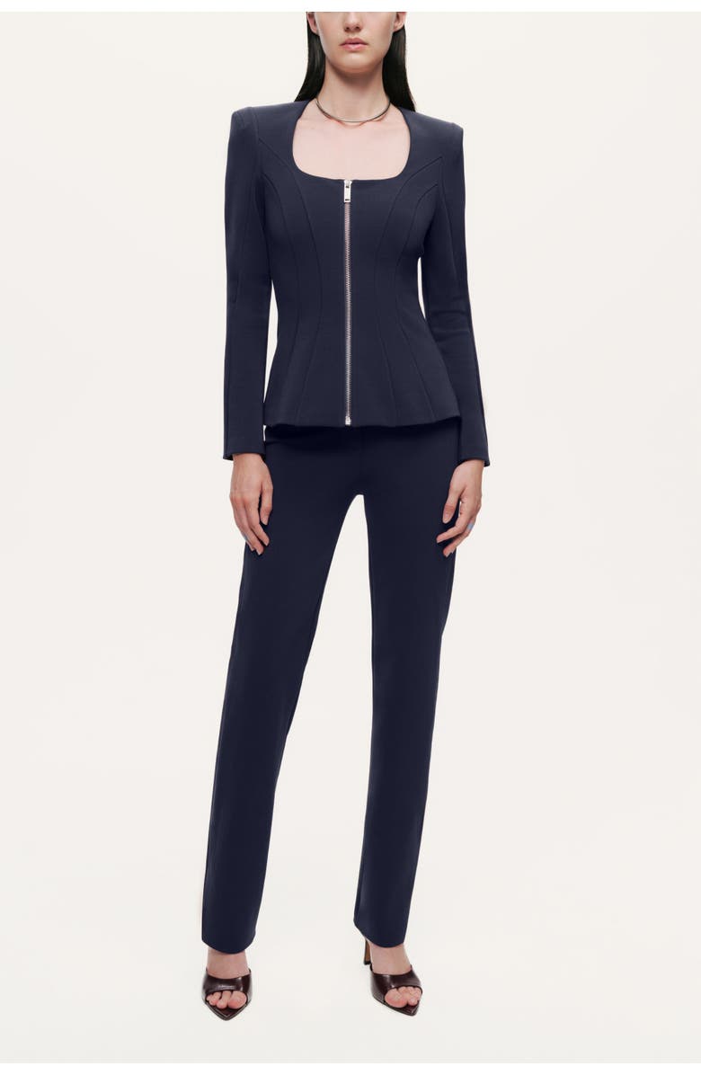 Nocturne Zip-Front Structured Top, Alternate, color, Navy Blue