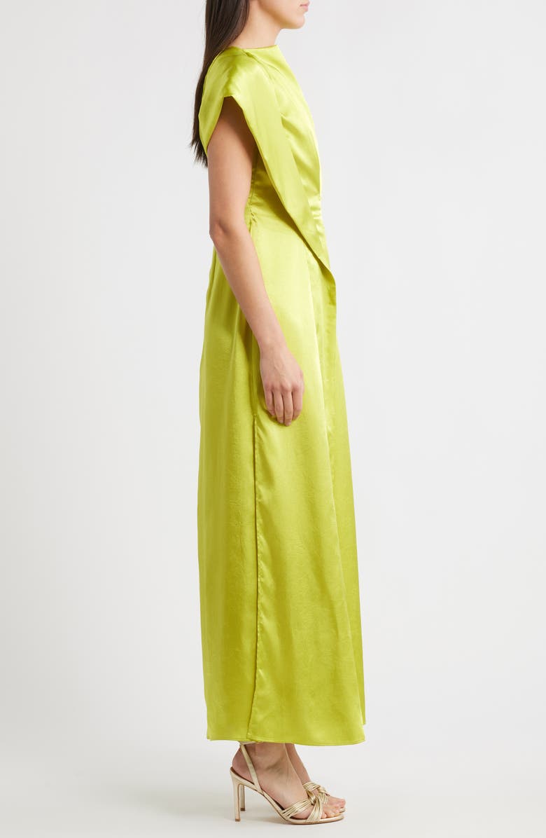 Acler Aroba One-Shoulder Crinkle Satin Gown, Alternate, color, Avocado Crinkle