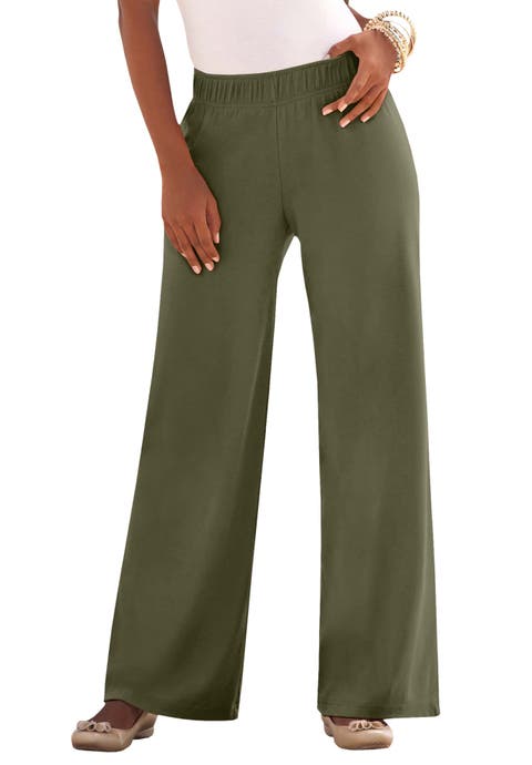 Plus Size Pull On Wide Leg Soft Knit Pant