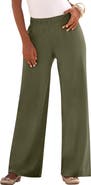 Roaman's Plus Size Pull On Wide Leg Soft Knit Pant