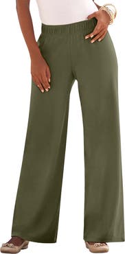 Roaman's Plus Size Pull On Wide Leg Soft Knit Pant (plus)