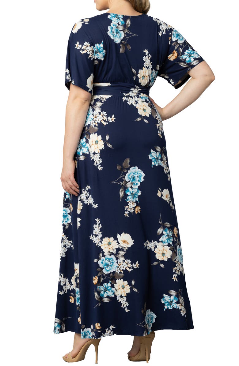 Kiyonna Vienna Maxi Dress, Alternate, color, Navy Floral Print