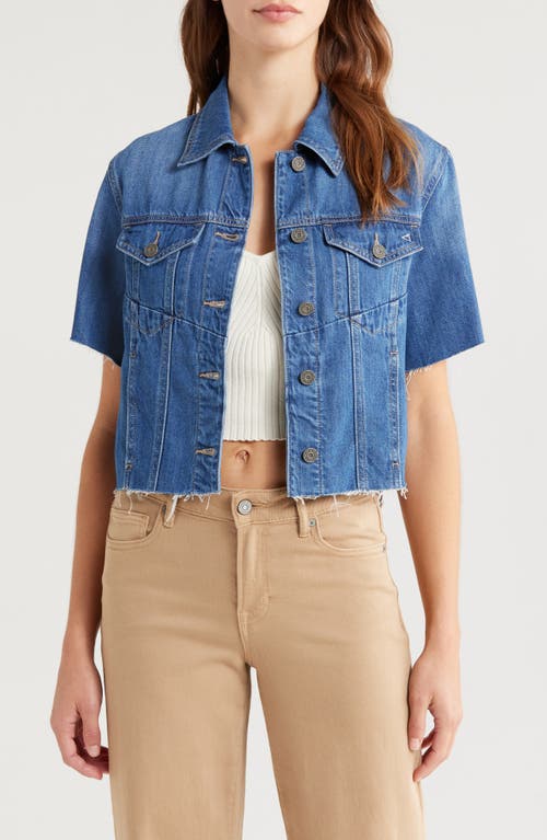 HIDDEN JEANS Crop Denim Shirt in Dark Wash 