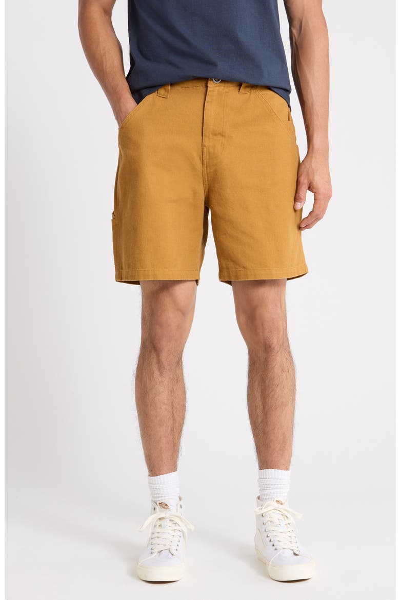 Bison Flat Front Canvas Shorts, Main, color, BRONZE