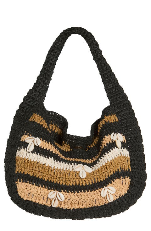 Belize Shell Raffia Shoulder Bag
