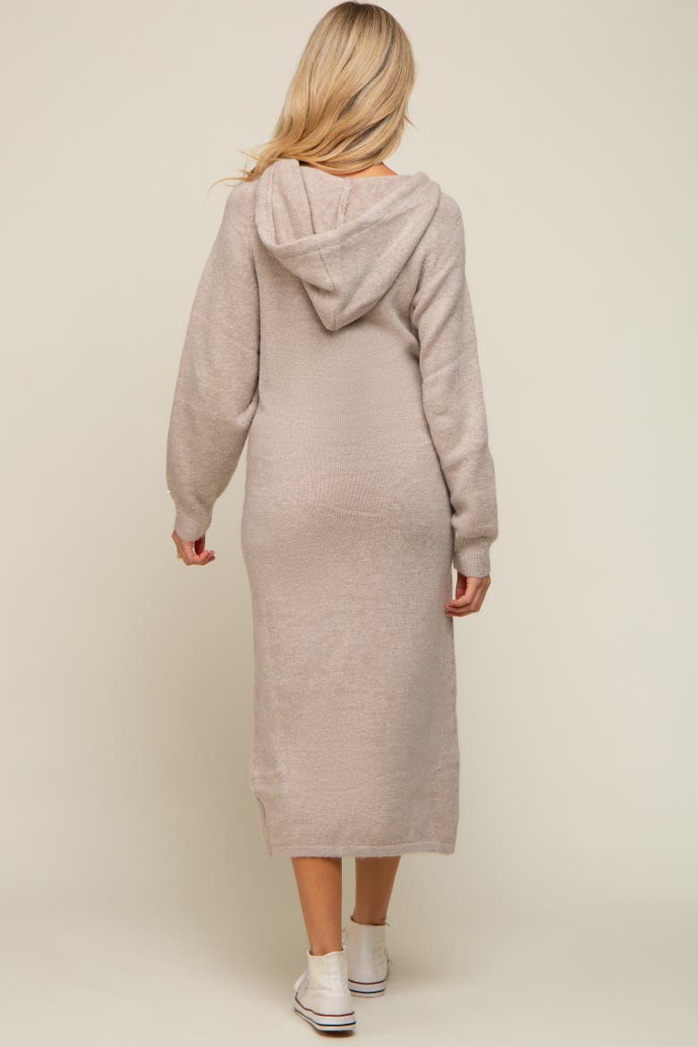 Hooded Sweater Midi Dress, Alternate, color, Beige