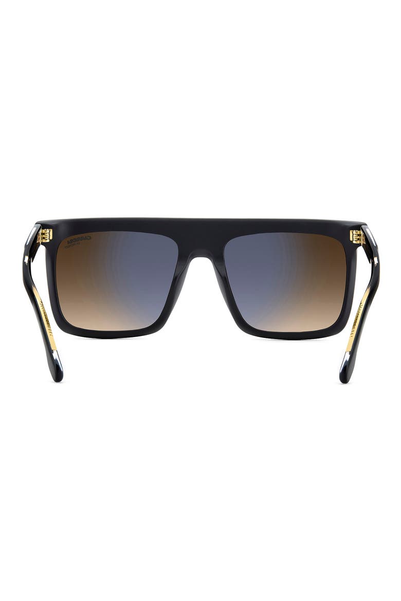 56mm Gradient Rectangular Flat Top Sunglasses, Alternate, color, BLACK GOLD/ BLACK BROWN GREEN
