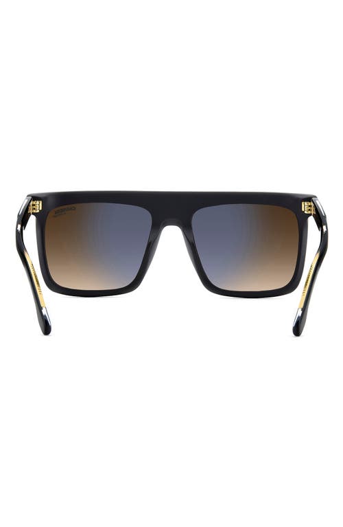 Carrera Eyewear 56mm Gradient Rectangular Flat Top Sunglasses In Black Gold/black Brown Green