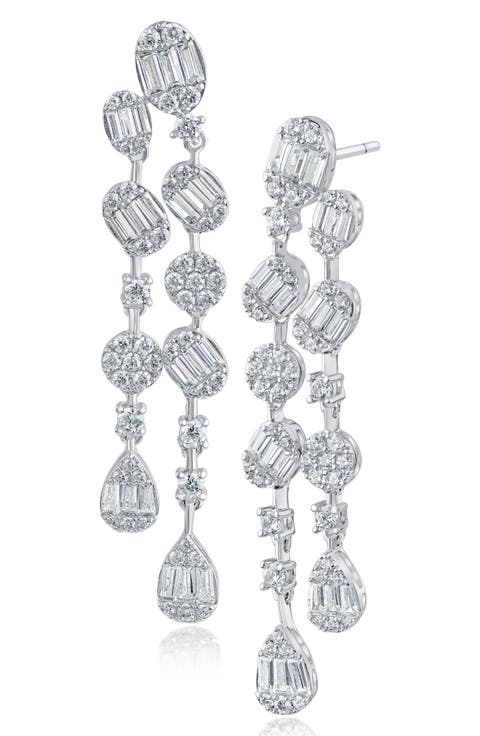 Cubic Zirconia Deco Drop Earrings