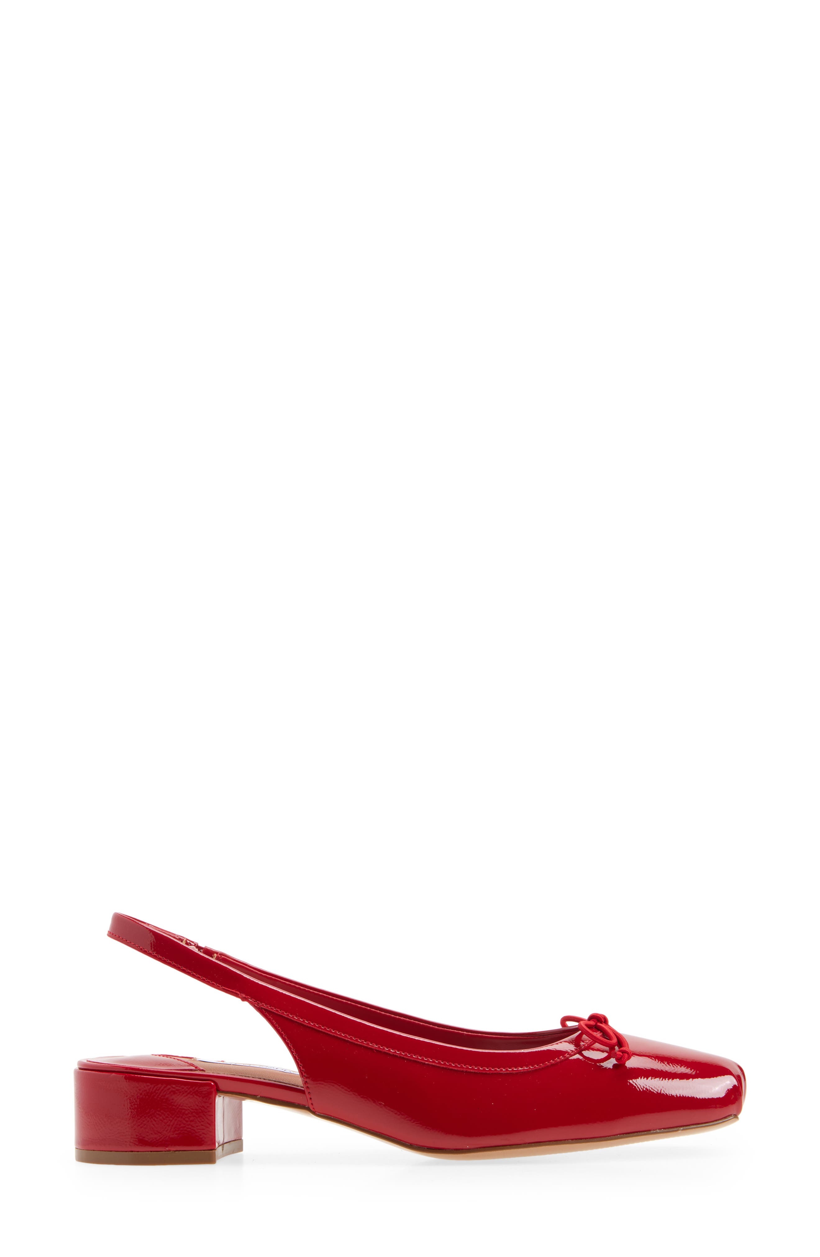Steve Madden Loved Square Toe Patent Leather Slingback Pump, Alternate, color, Red Crinkle Patent